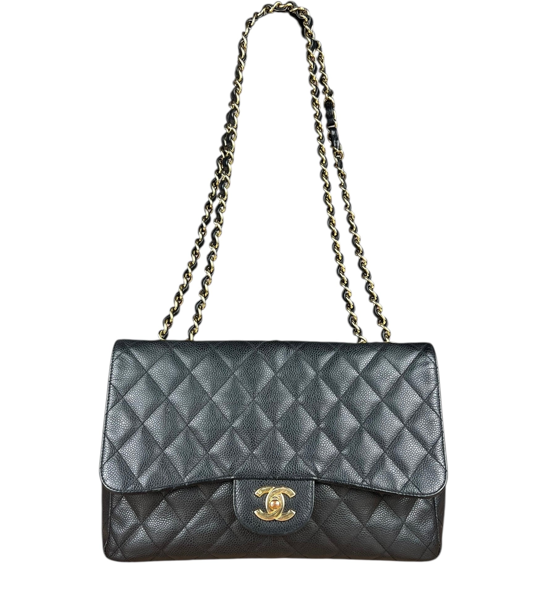 Chanel Black Caviar Leather Single Flap Bag '04