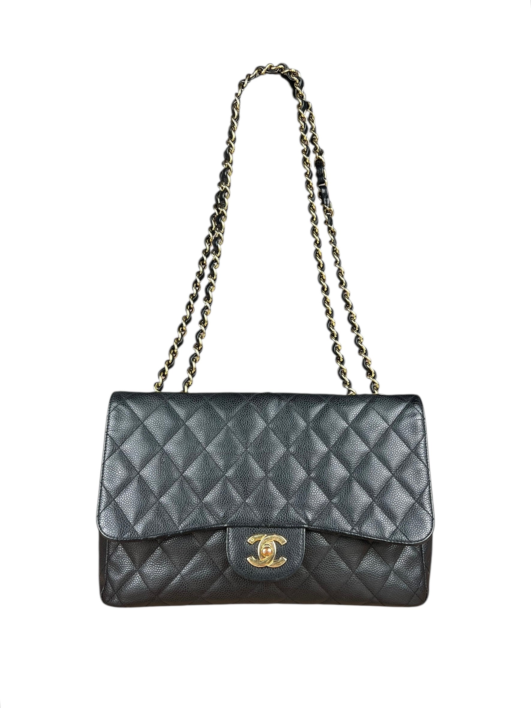 Chanel Black Caviar Leather Single Flap Bag '04