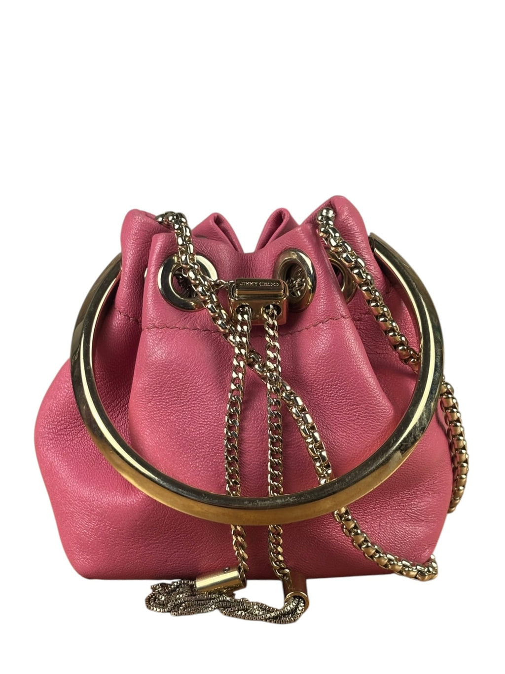 Jimmy Choo Pink Leather Micro Bob Bon Two-Way Bag