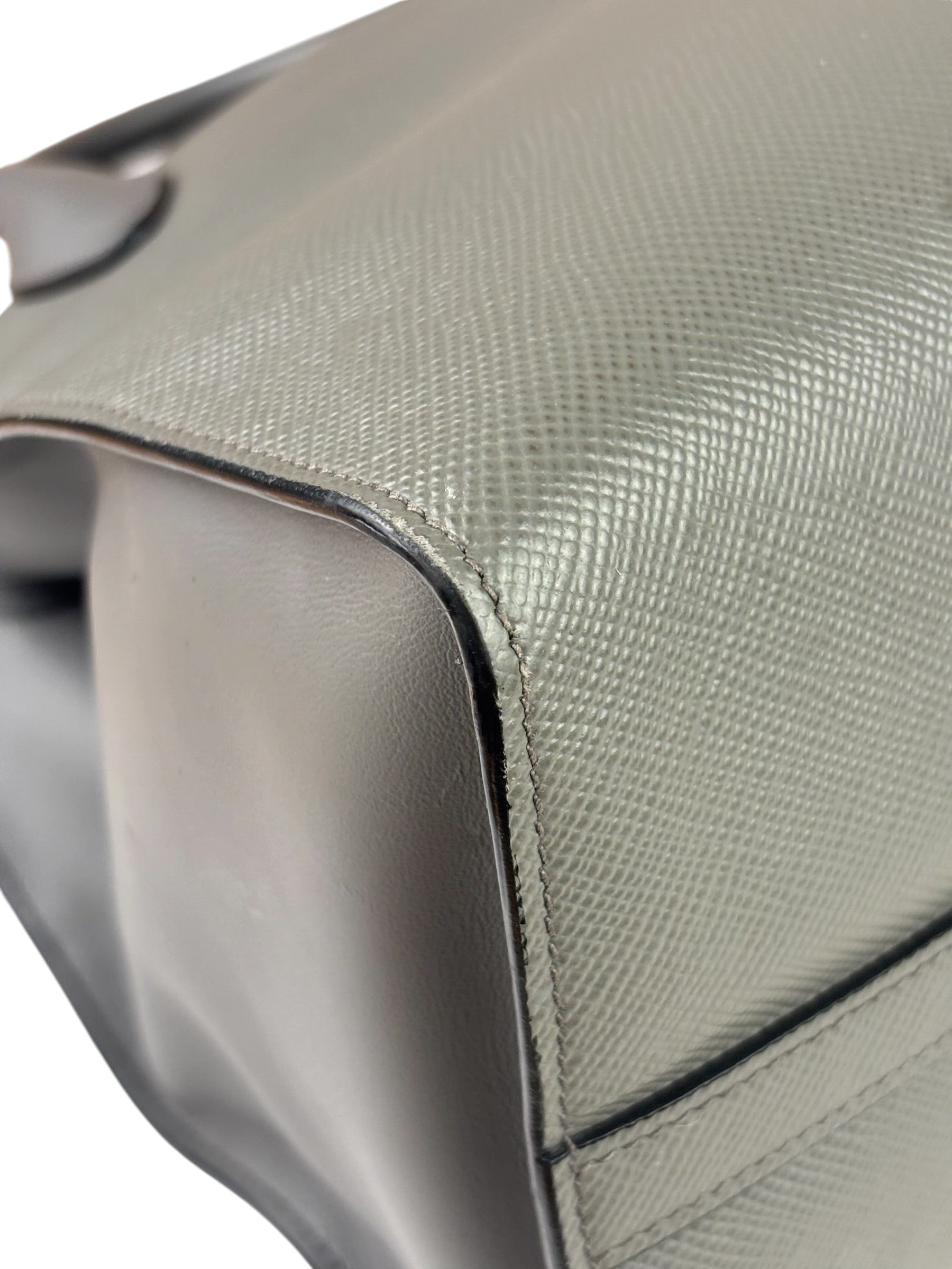 Prada Grey Saffiano Leather Two-Way Tote