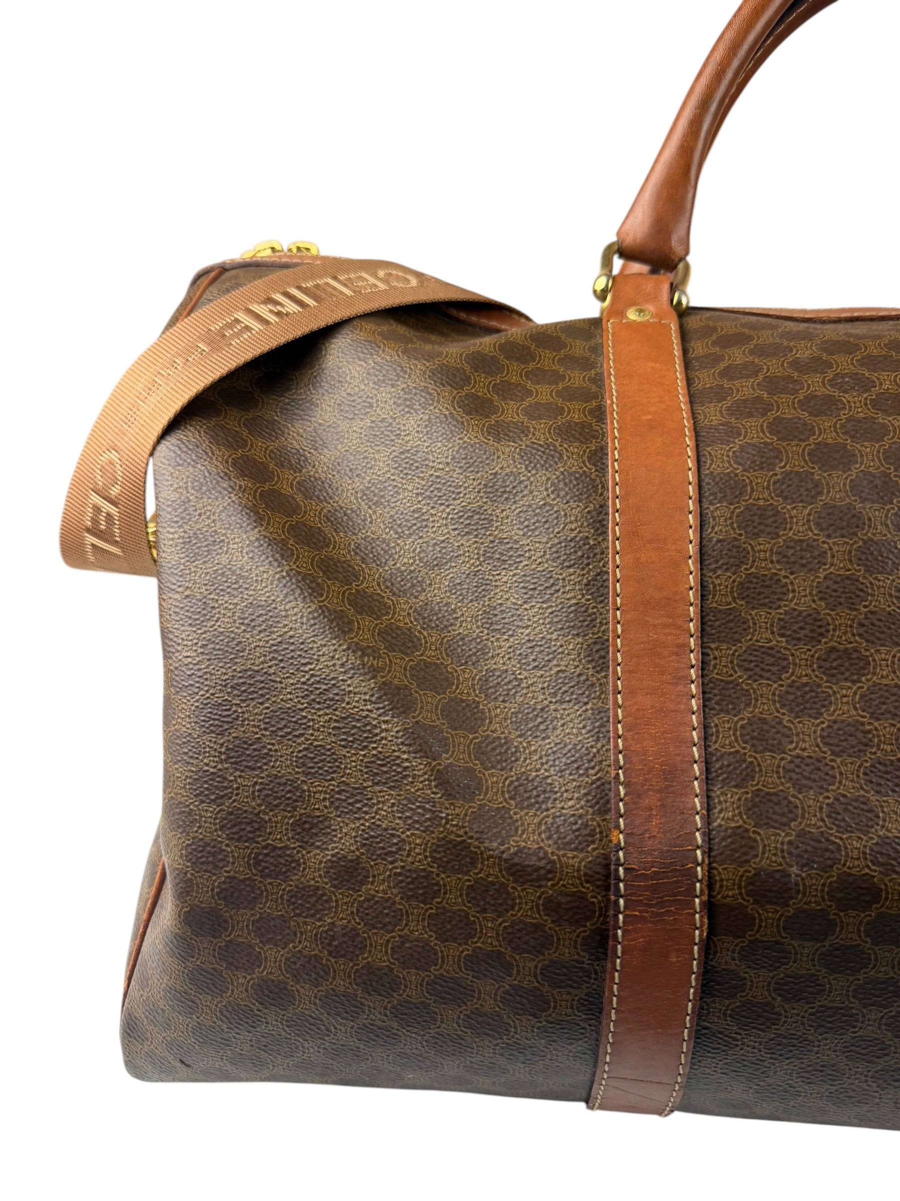 Celine Vintage Macadam Print Boston Bag