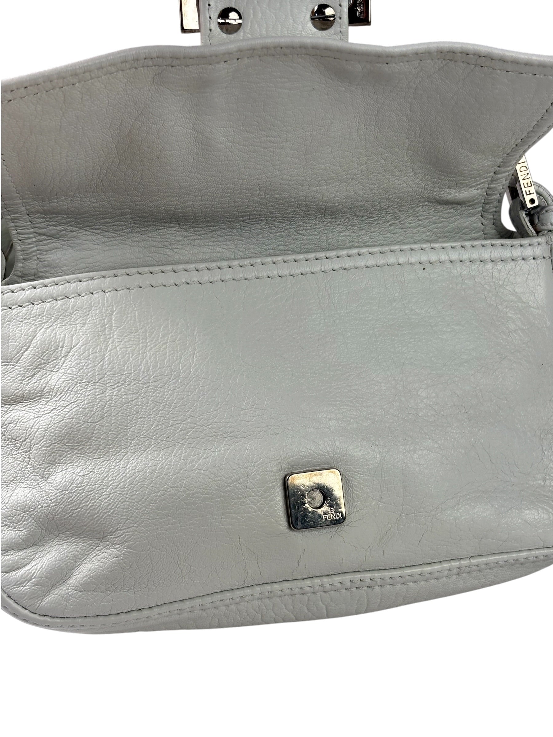 Fendi White Leather Baguette