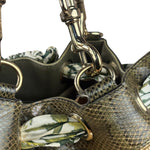 Gucci Brown Snakeskin Trim Large Raffia Positano Tote