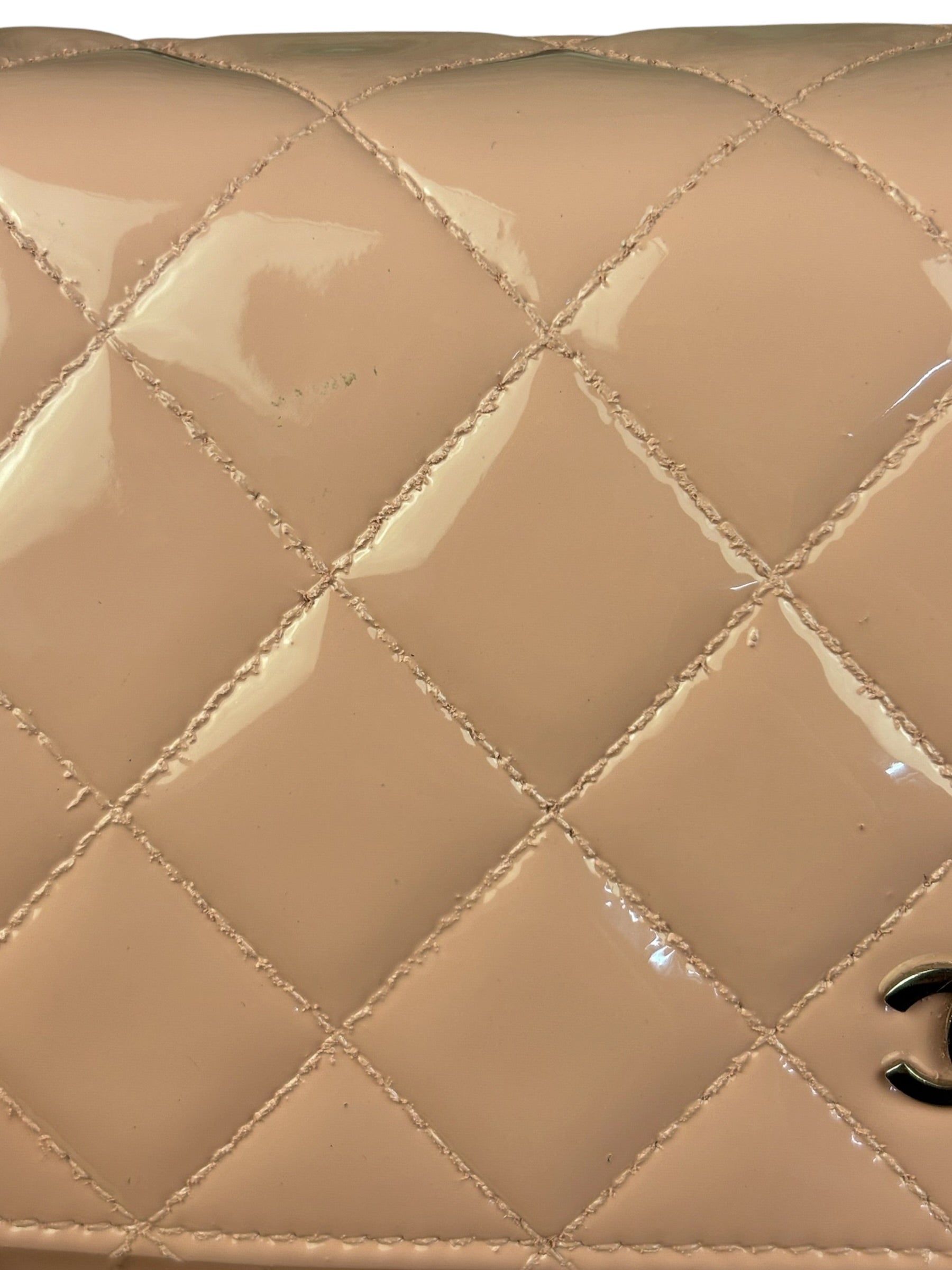 Chanel Pink Patent Quilted Wallet on Chain Bag 2012