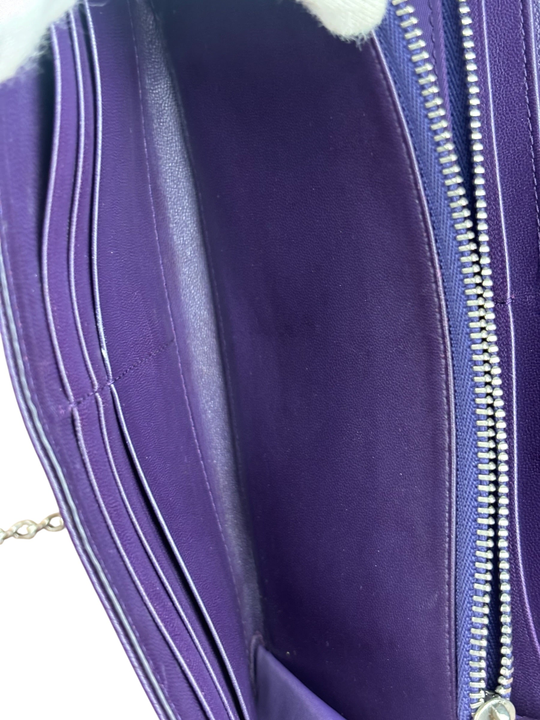Christian Dior Purple Leather Diorama Wallet on Chain Bag