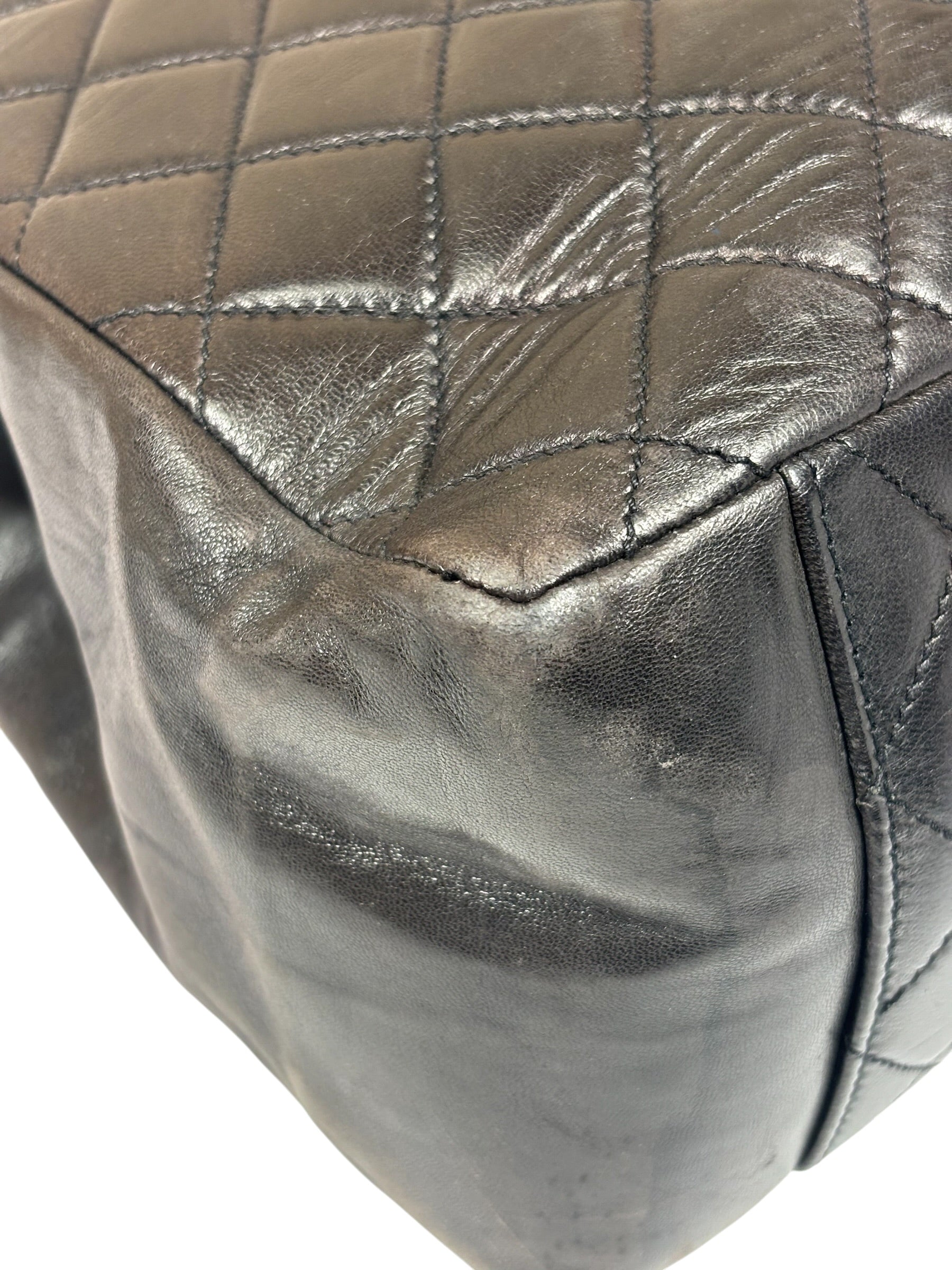 Chanel Black Quilted Lambskin CC Timeless Shopping Tote Late 90s