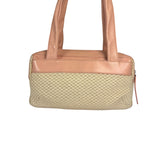 Chanel Cream/Pink Leather Lax Crochet Bowler Shoulder Bag 2004