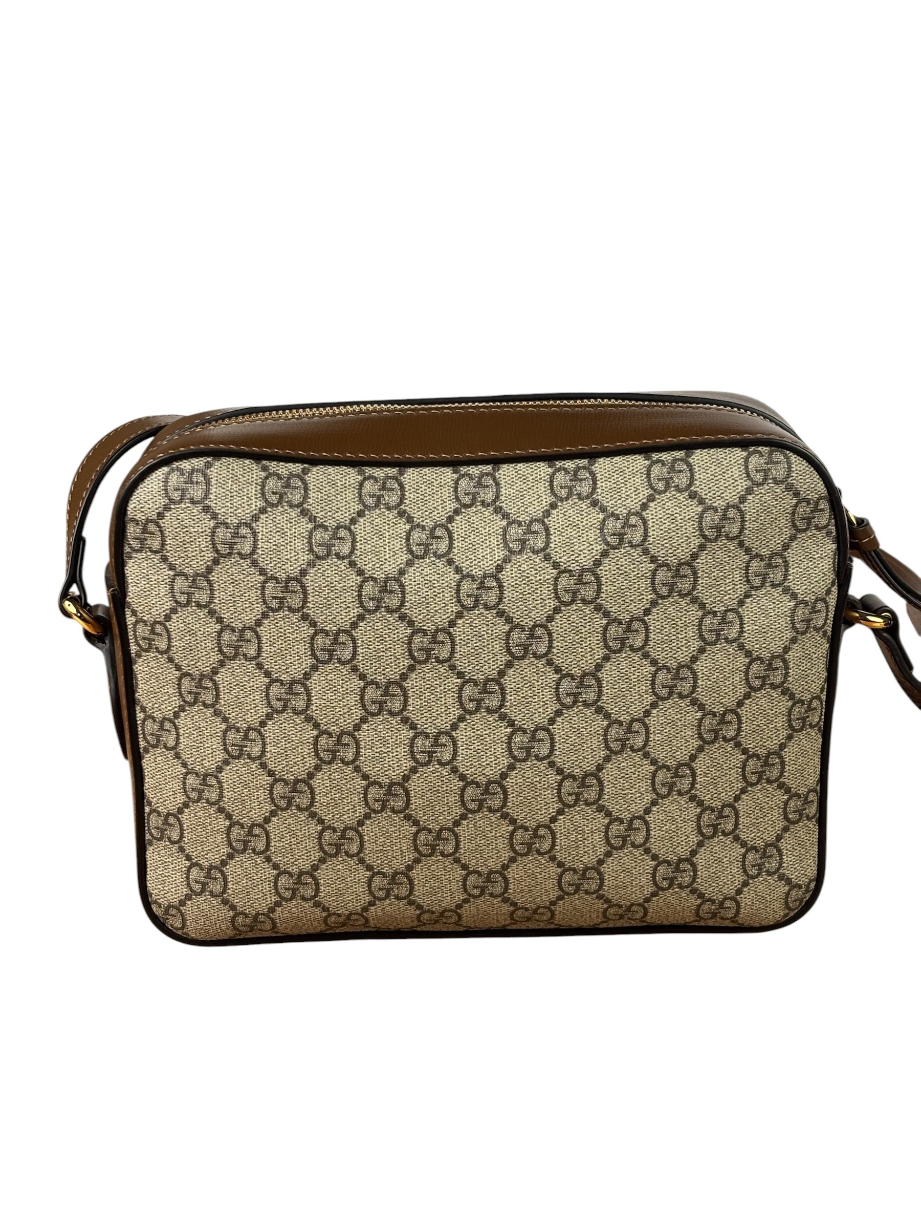 Gucci Brown Leather GG Horsebit Camera Bag 1955