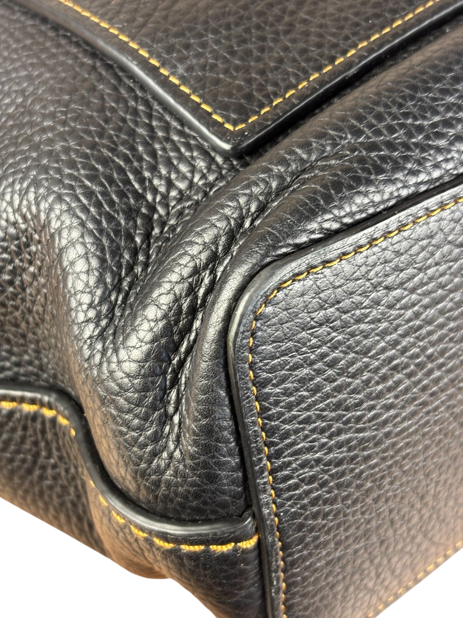 Coach Pebbled Leather Shoulder Bag Black Turn-Lock
