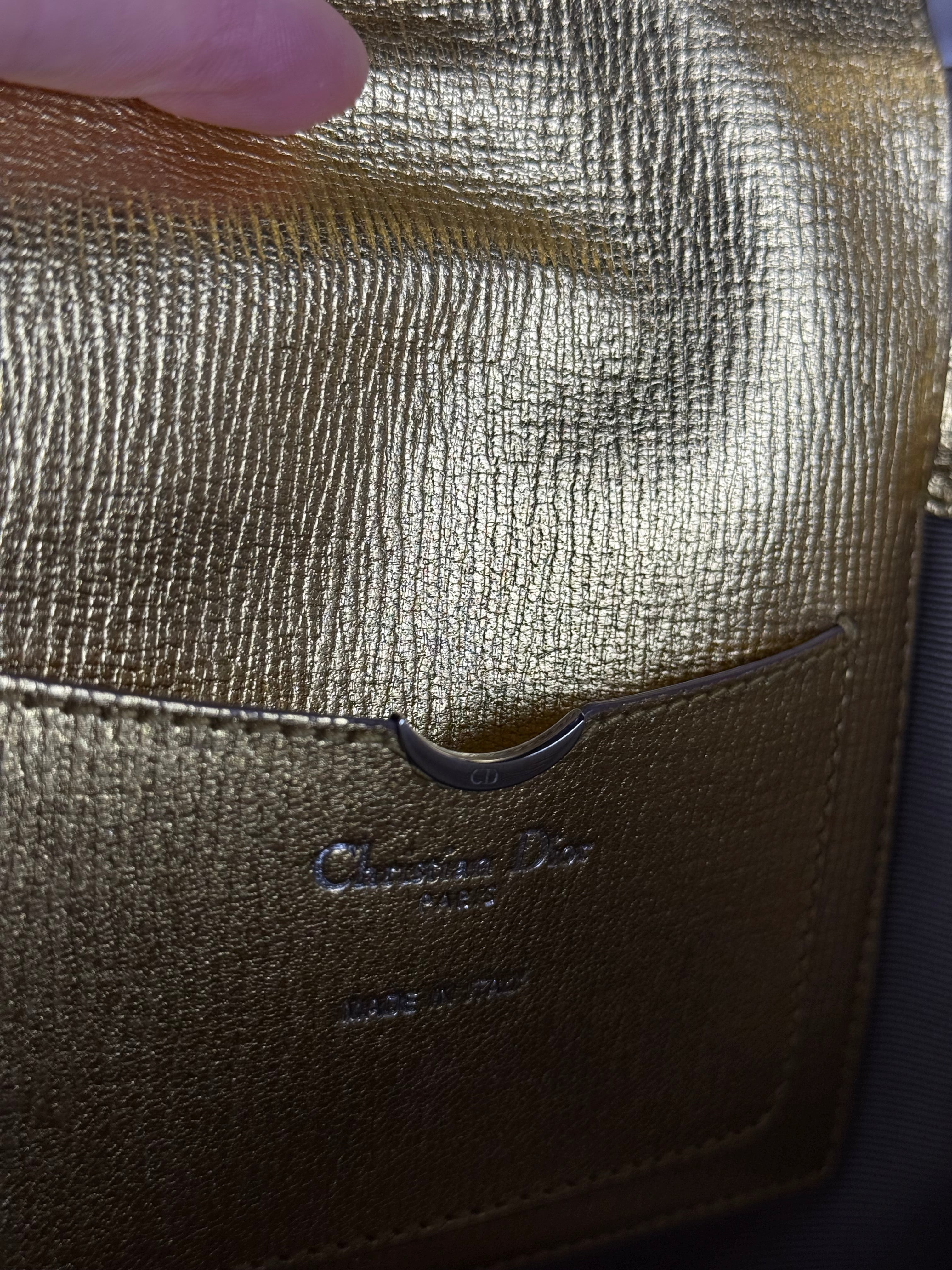 Christian Dior Diorever Gold Leather Clutch Bag