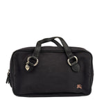 Burberry Black Leather Trim Canvas Pouch Bag