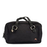 Burberry Black Leather Trim Canvas Pouch Bag