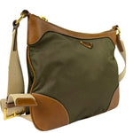 Prada Green/Brown Nylon/Leather Trim Crossbody Bag