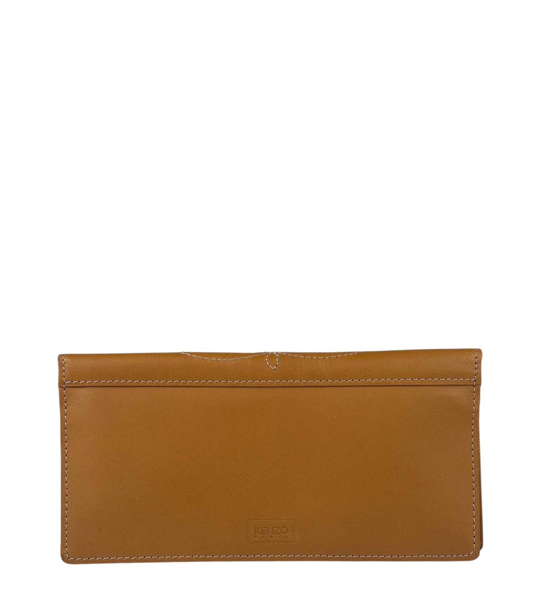 Kenzo Brown Leather Bi-Fold Long Wallet