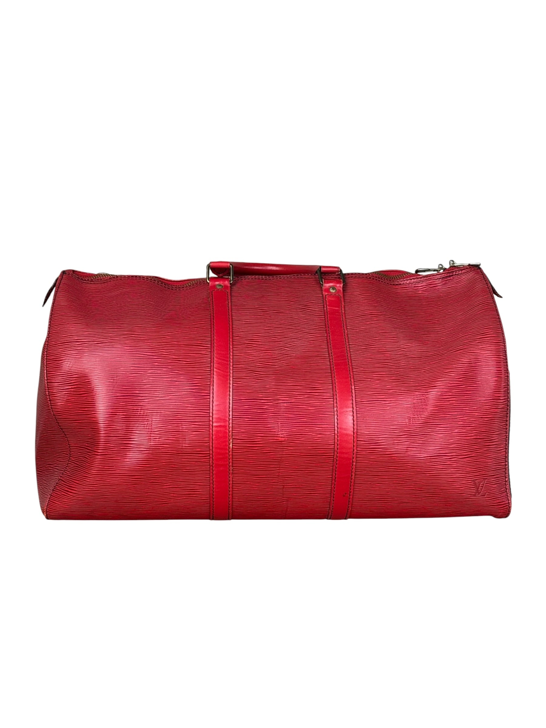 Louis Vuitton Red Epi Keepall Duffel Hand Bag