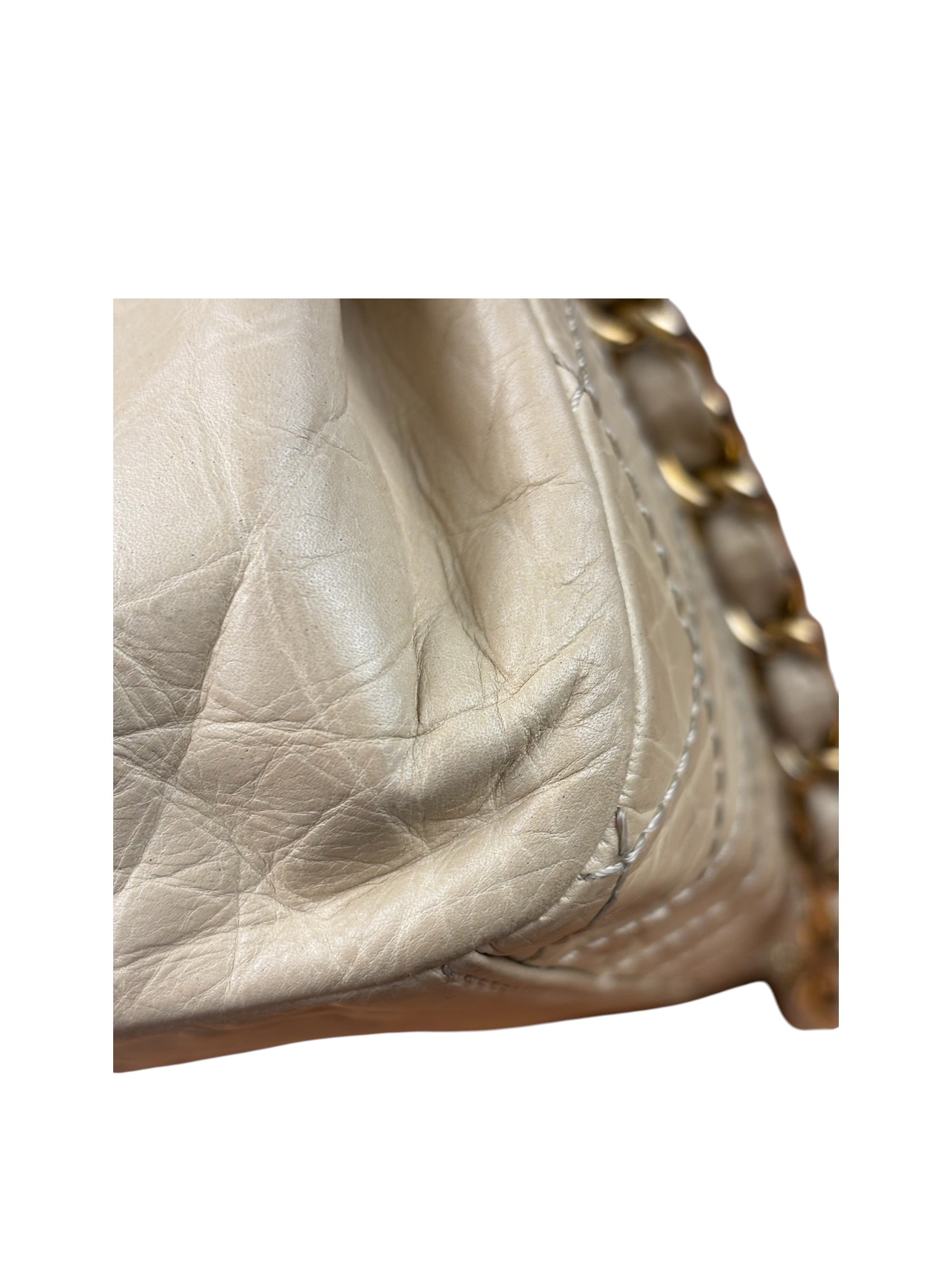 Chanel Beige Quilted Leather Accordion Double Flap Bag 2005