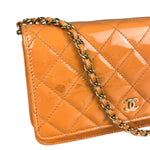 Chanel Orange Patent Leather Flap Wallet on Chain Bag