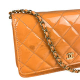 Chanel Orange Patent Leather Flap Wallet on Chain Bag