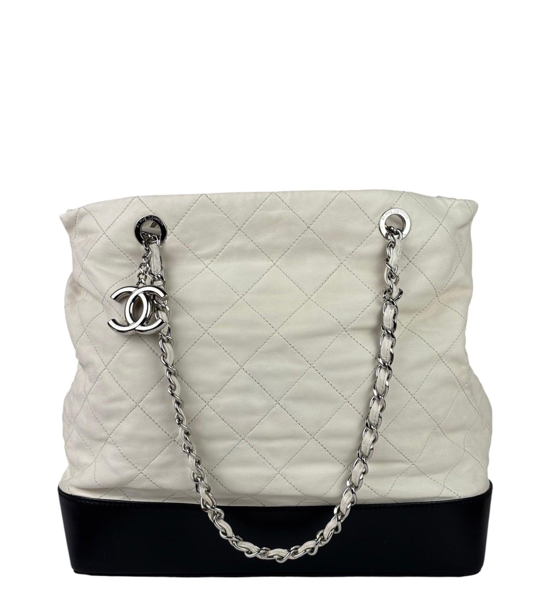 Chanel White Quilted Leather Gabrielle Shopping Tote 2010