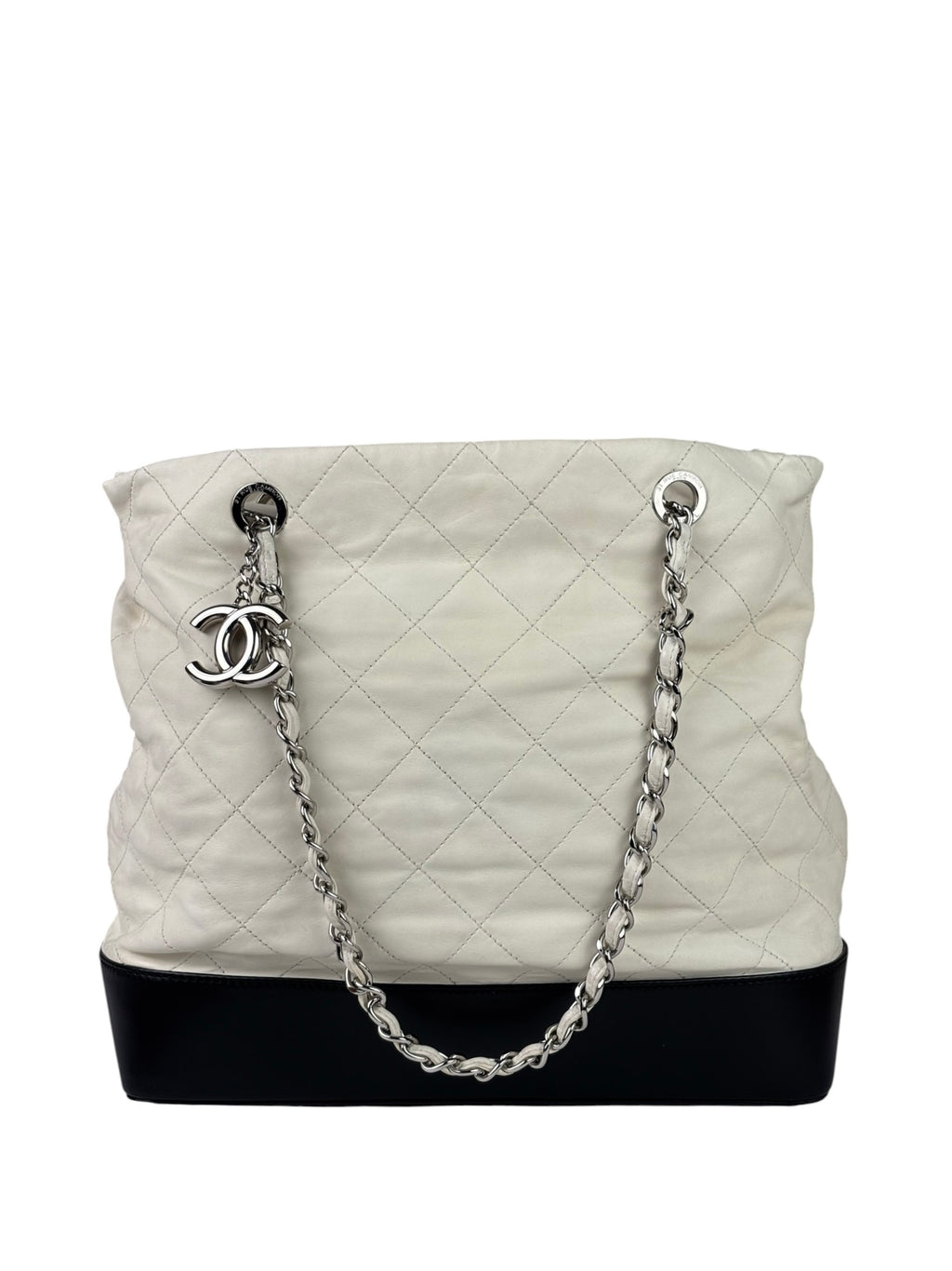Chanel White Quilted Leather Gabrielle Shopping Tote 2010