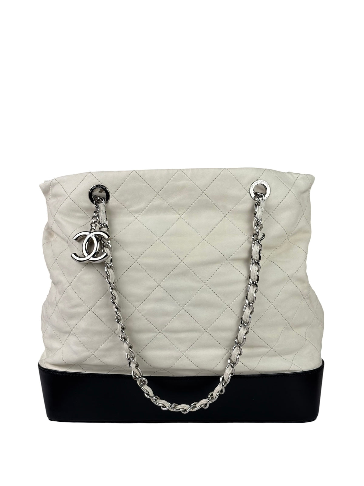 Chanel White Quilted Leather Gabrielle Shopping Tote 2010