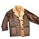 Vintage Leather Fur Lined Long Coat