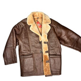 Vintage Leather Fur Lined Long Coat