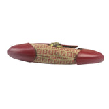 Fendi Red Leather Trim Zucca Compliation Shoulder Bag