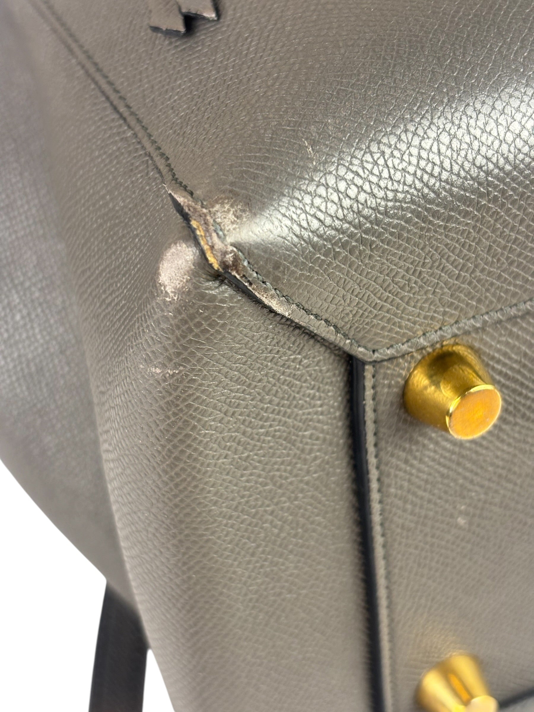 Celine Grey Grained Calfskin Belt Shoulder Bag