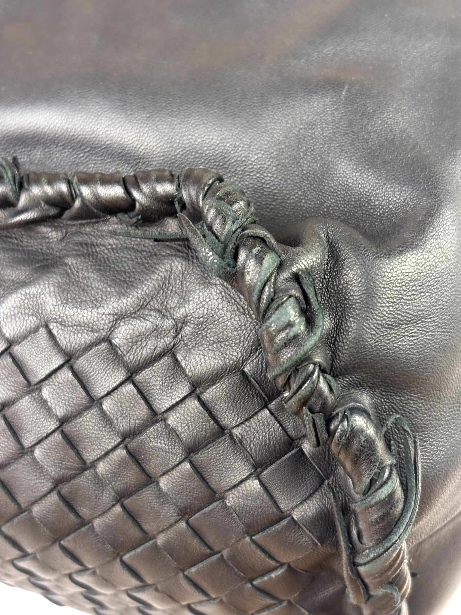 Bottega Veneta Black Intrecciato Fringe Shoulder Bag