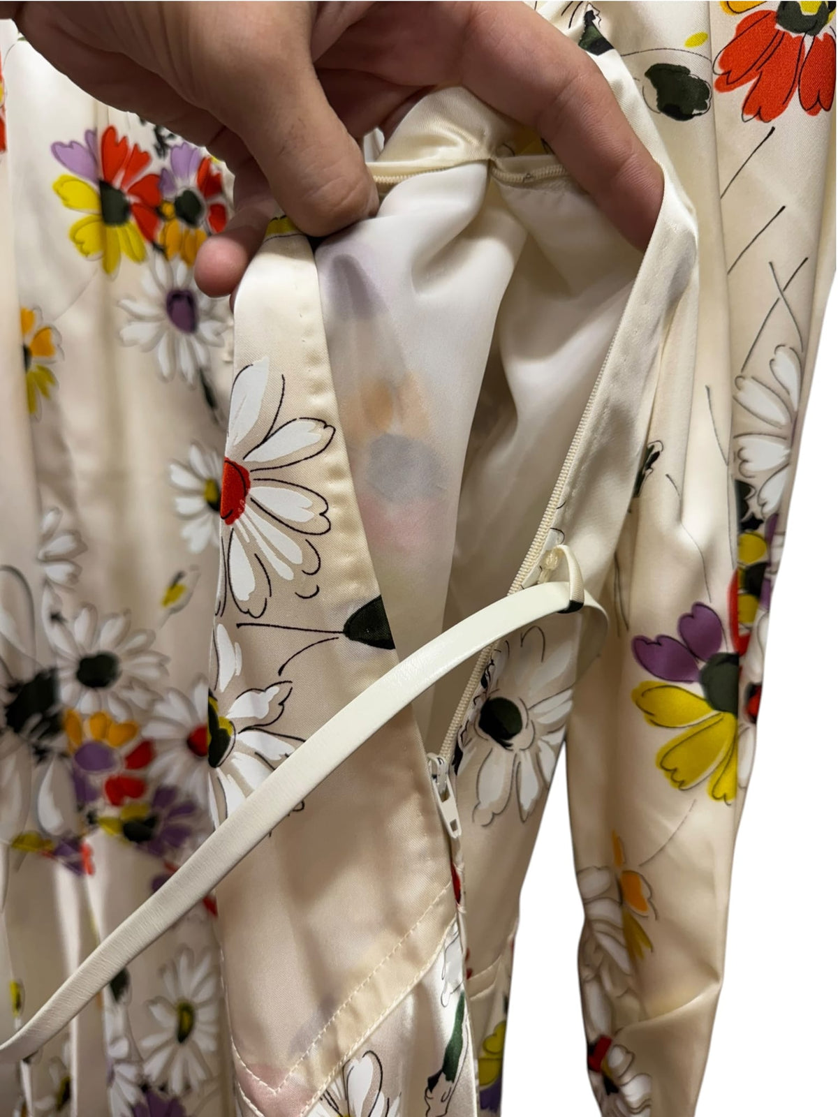 Christian Dior Cream Floral Miss Dior Satin Shirt Dress