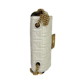 Fendi White Leather FF Flap Baguette
