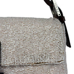 Fendi Leather-Trimmed Beaded Baguette Light Pink