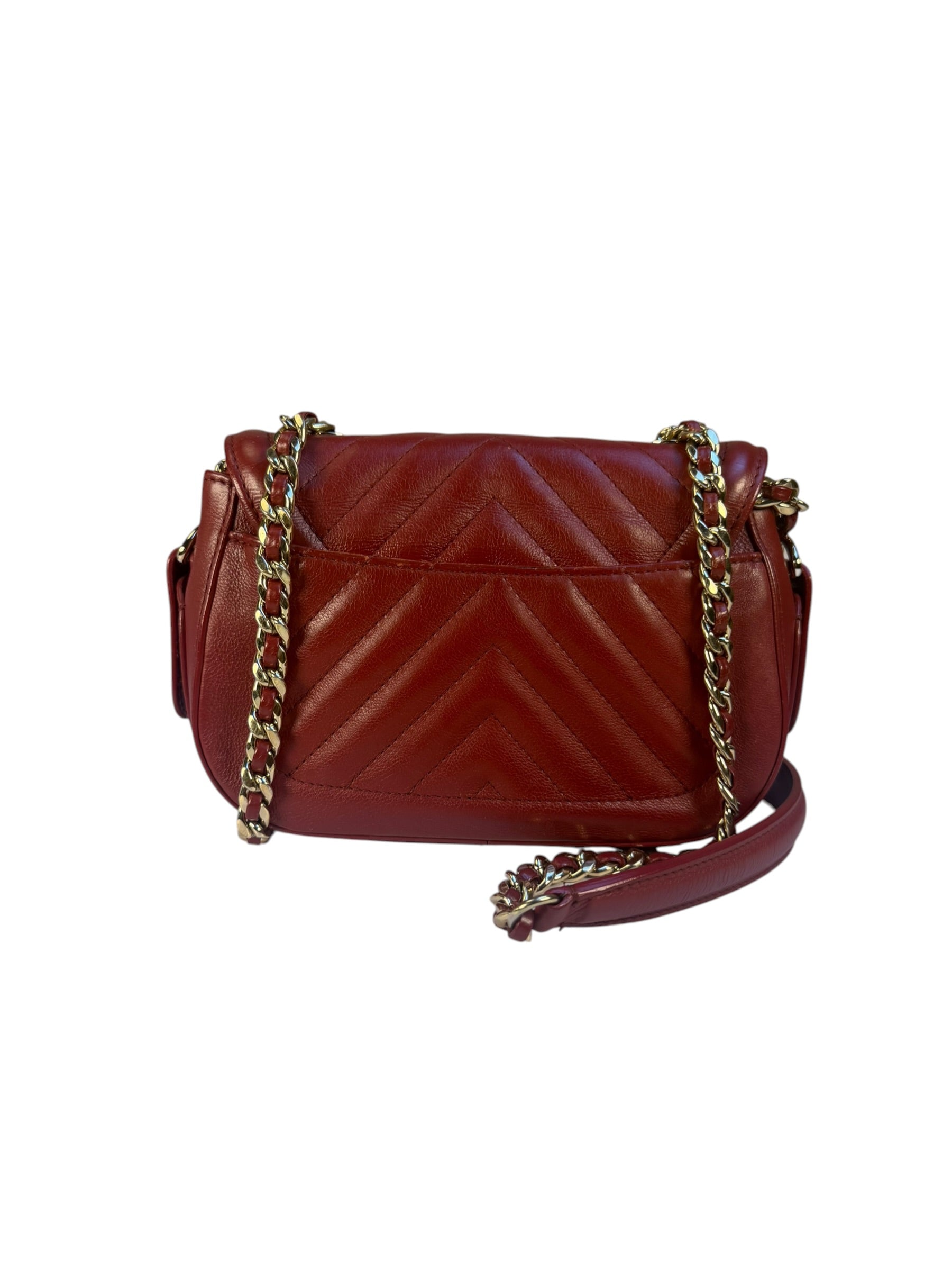 Chanel Burgundy Chevron-Quilted Leather Flap Crossbody 2018