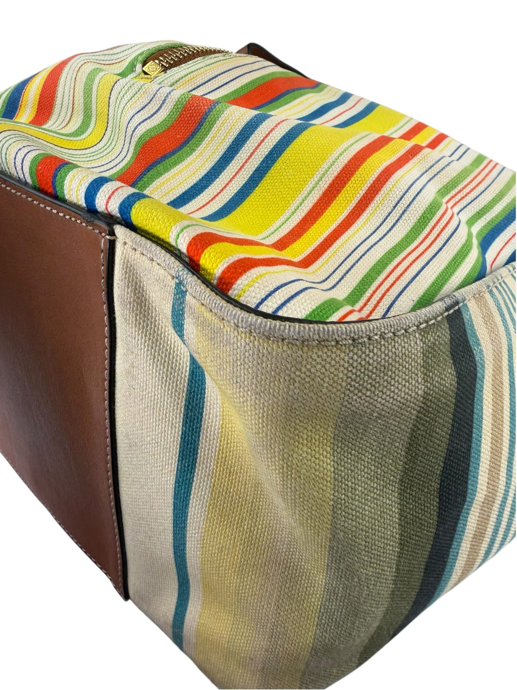 Loewe Colorblock Leather Trim Stripes Small Hammock Crossbody Bag