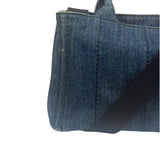 Prada Blue Denim Canapa Logo Tote Bag