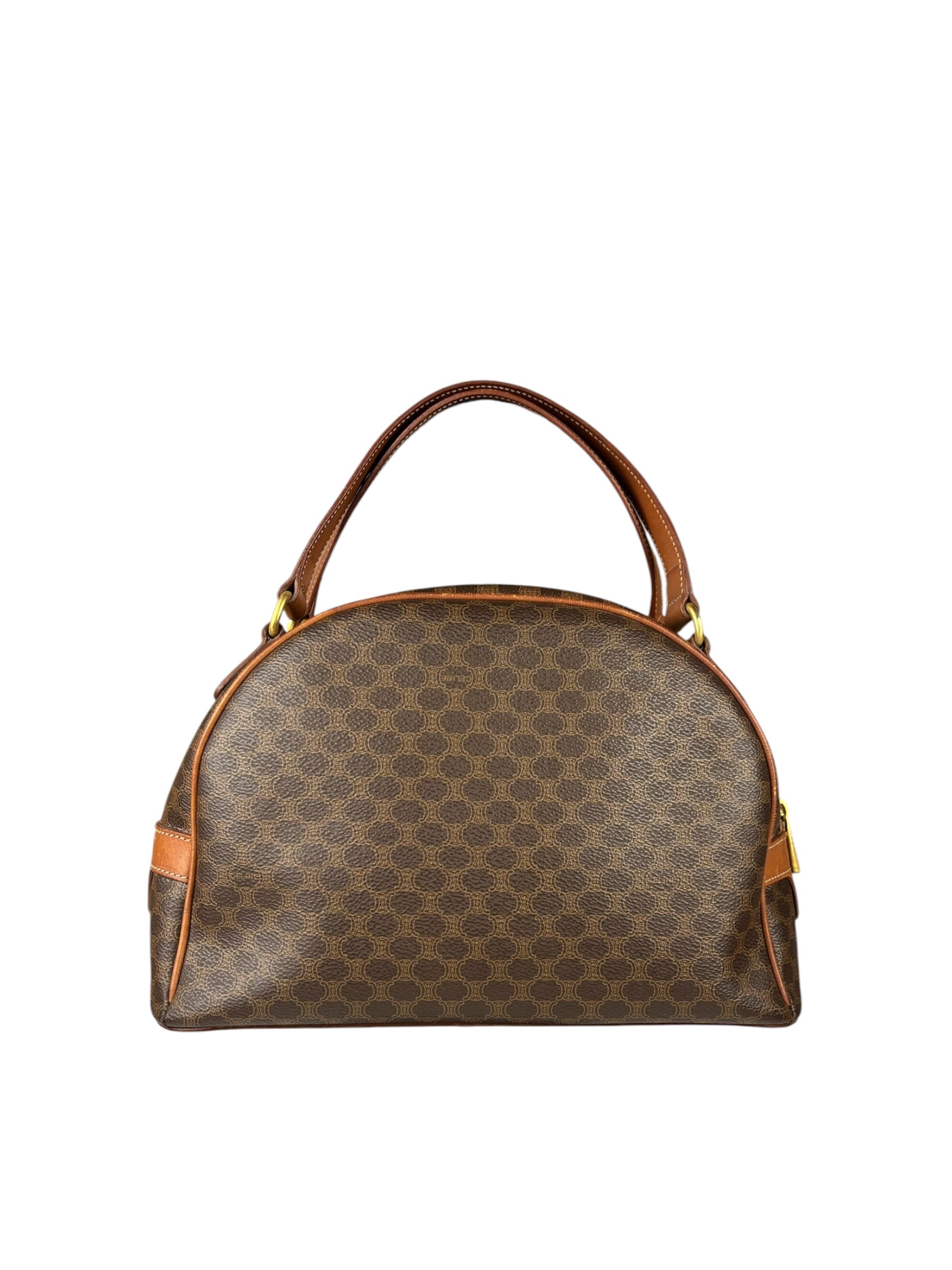 Celine Brown Leather Macadam Dome Handbag