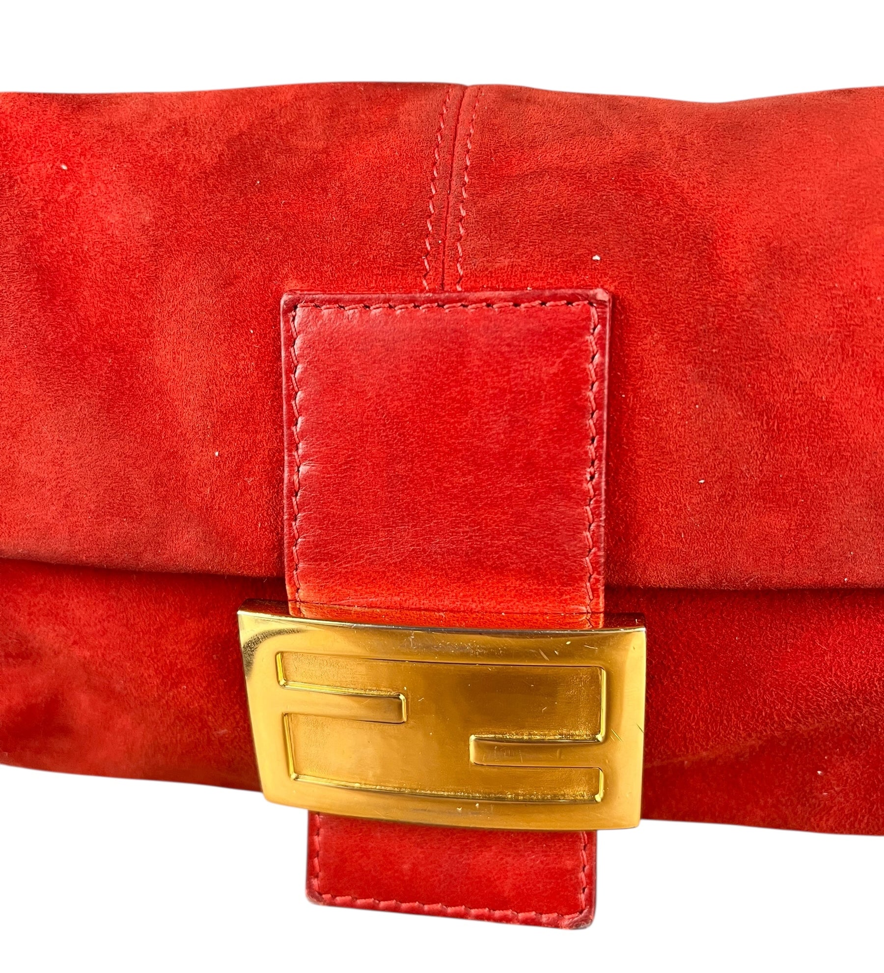 Fendi Baguette Red Suede