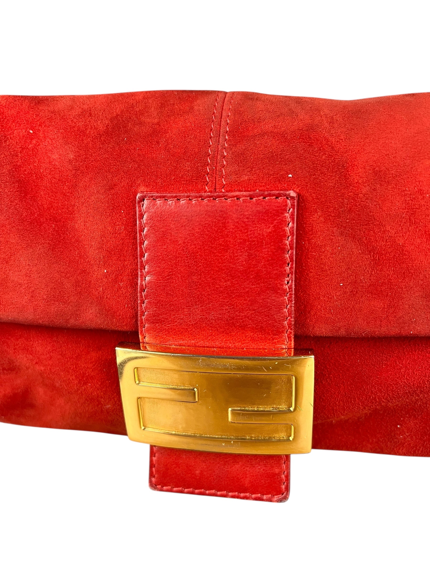 Fendi Baguette Red Suede