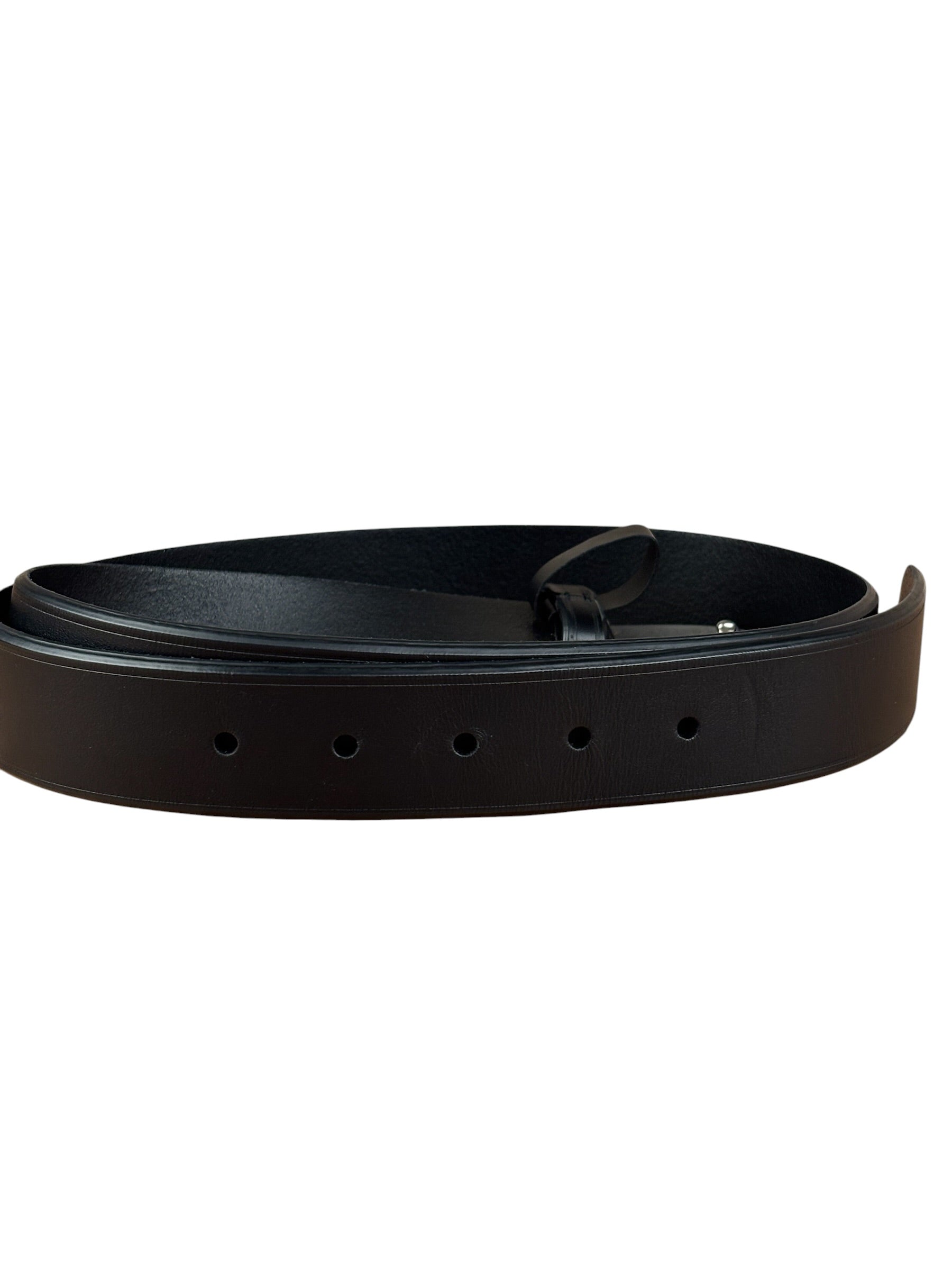 Prada Silver Emblem Leather Belt