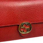 Gucci Red Leather GG Logo Wallet On Chain