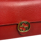 Gucci Red Leather GG Logo Wallet On Chain