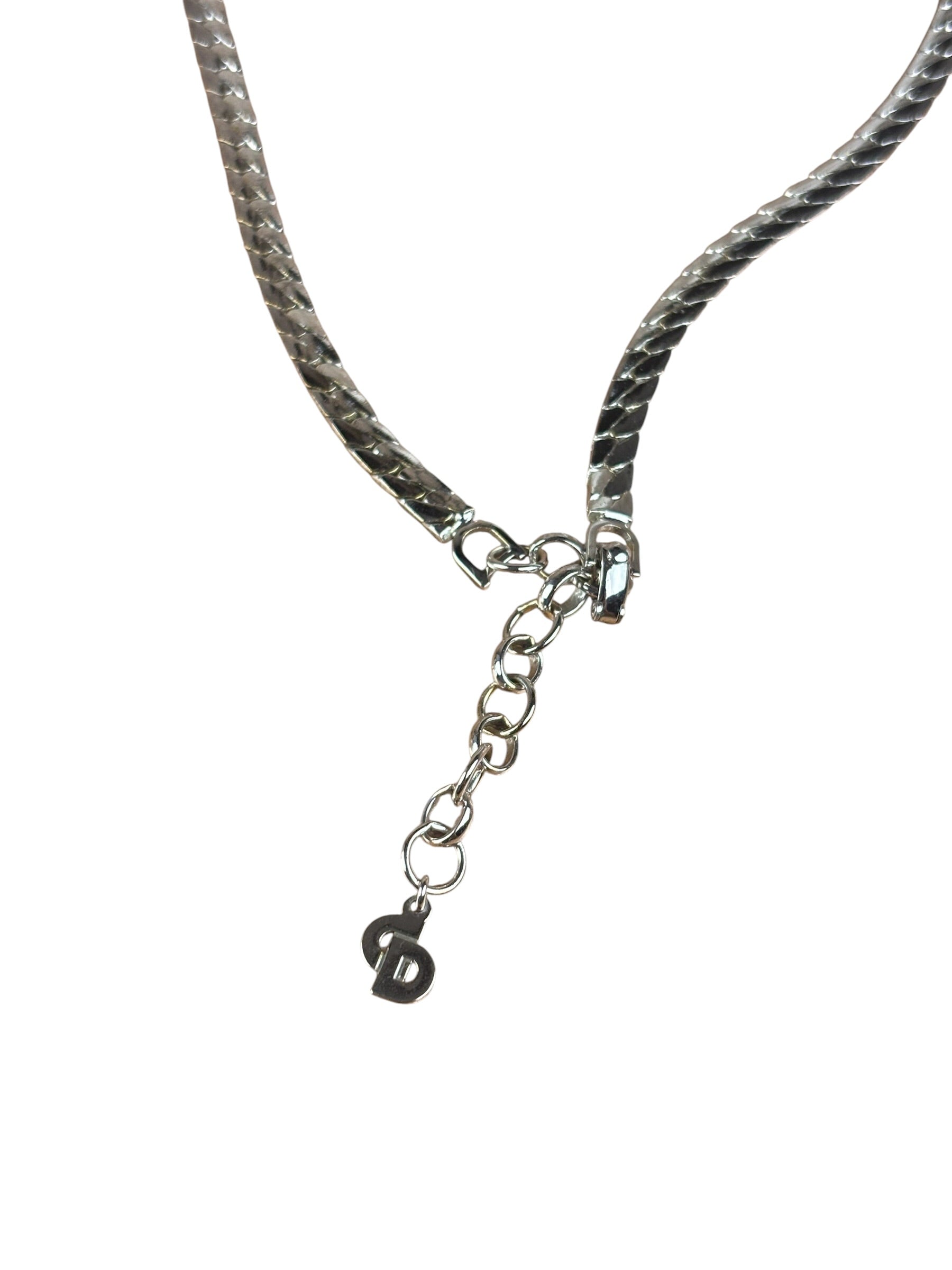 Christian Dior Vintage Rhinestone Crescent Smile Necklace