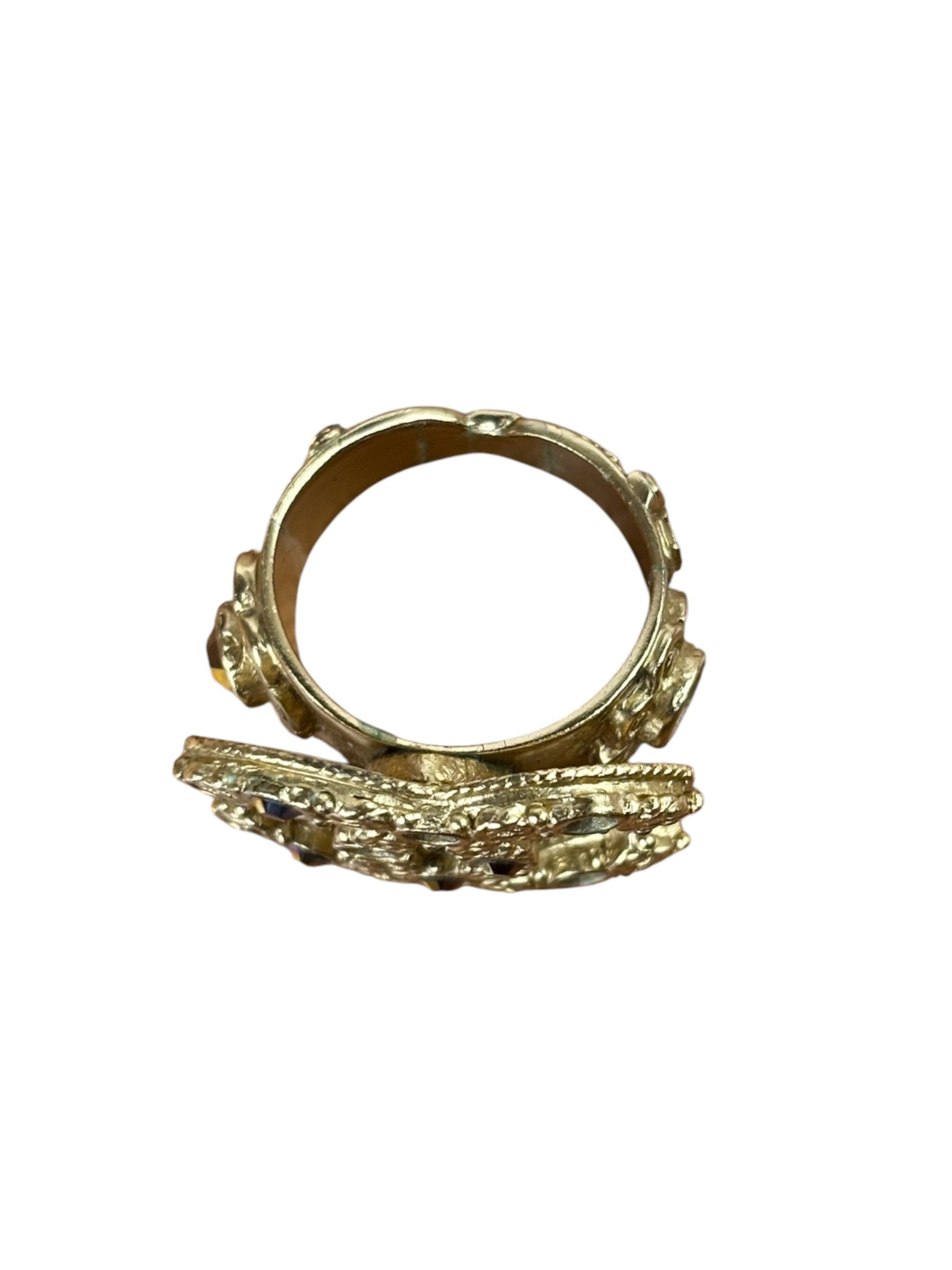 Chanel Gold-Plated Flower-Motif Cocktail Ring