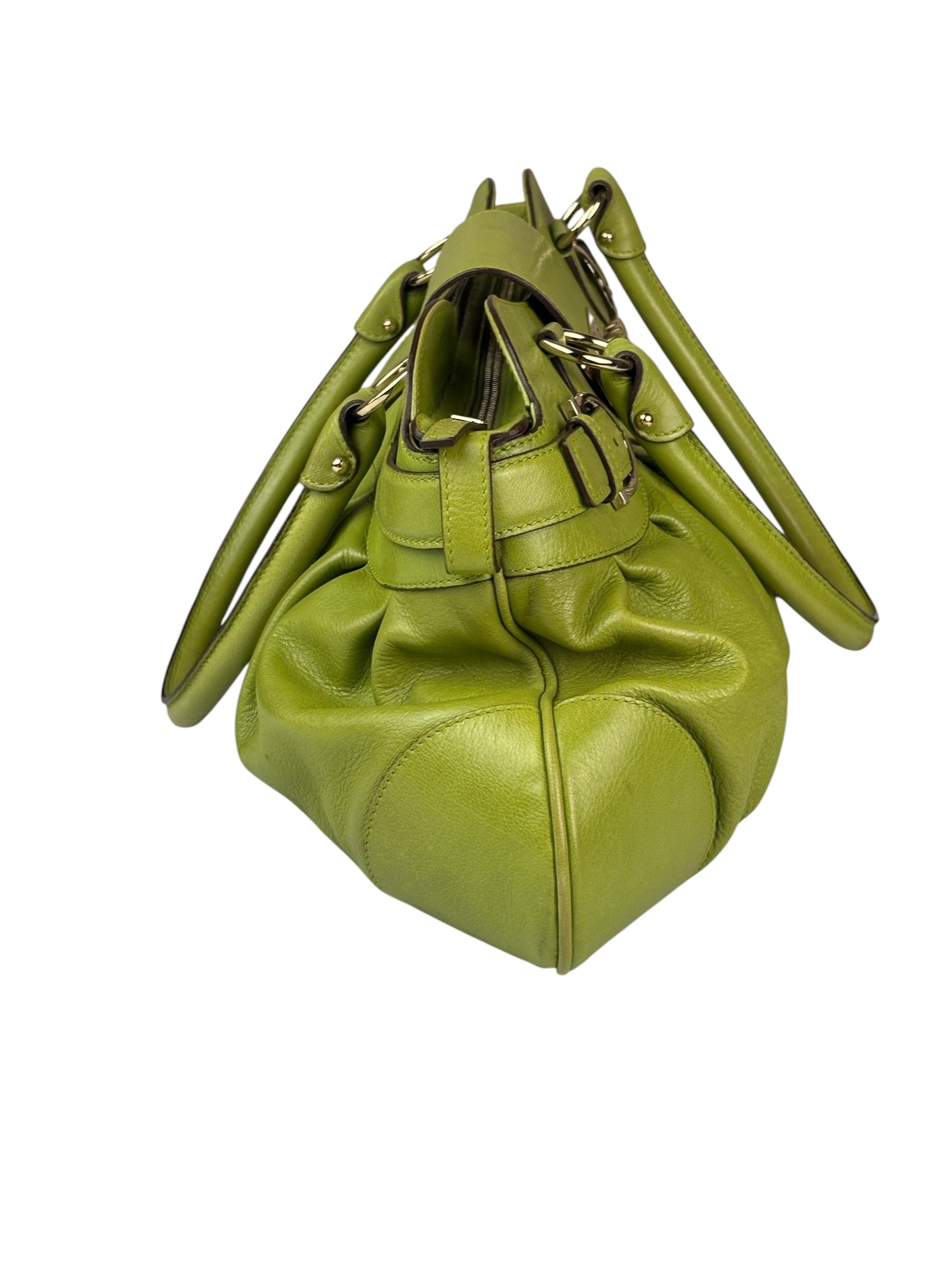 Salvatore Ferragamo Green Leather Marisa Shoulder Bag