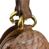 Loewe Vintage Brown Ostrich Print Leather Triangular Shoulder Bag