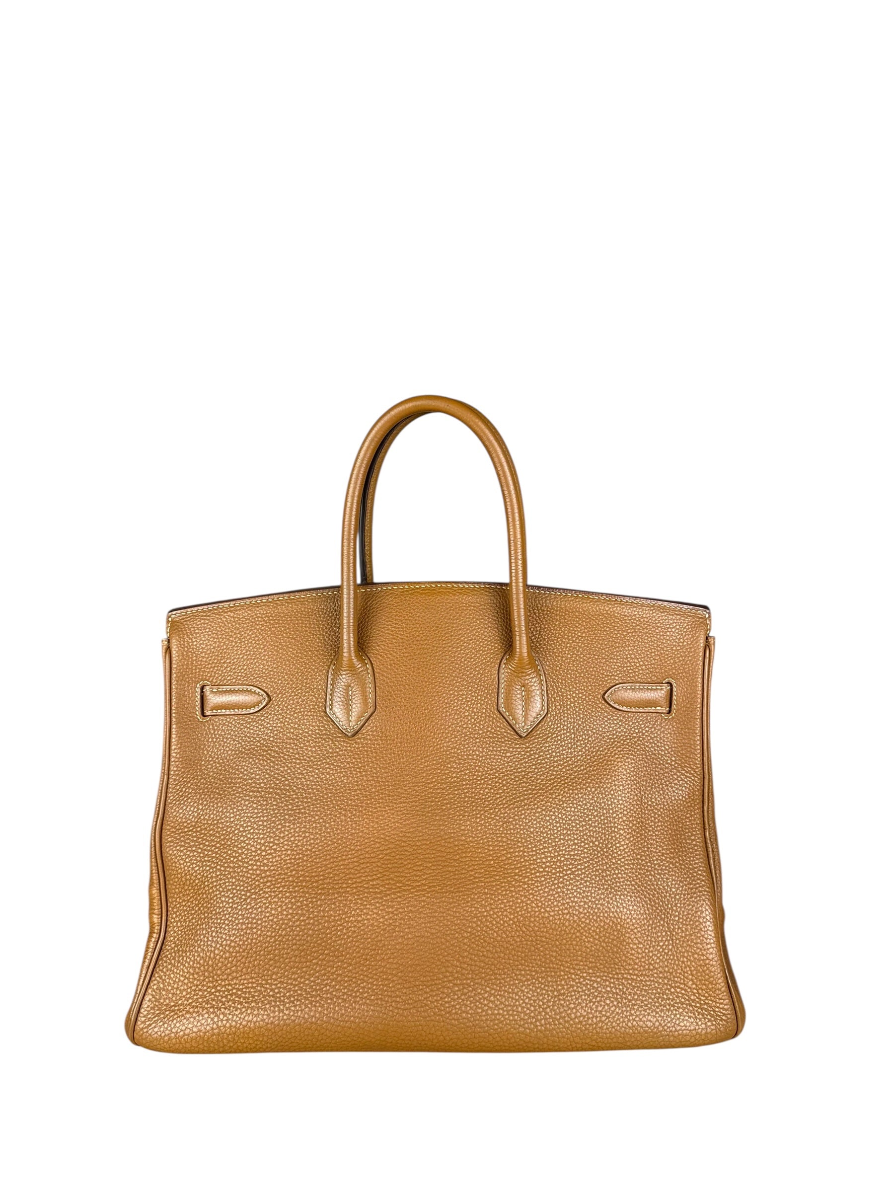 Hermes Birkin 35 Gold Brown Togo Leather Handbag 2001