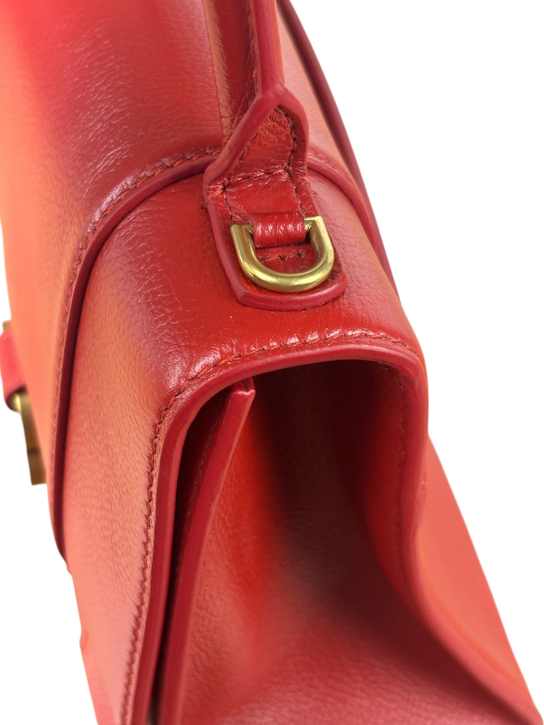 Balenciaga Red Leather Hourglass Small Two-Way Bag
