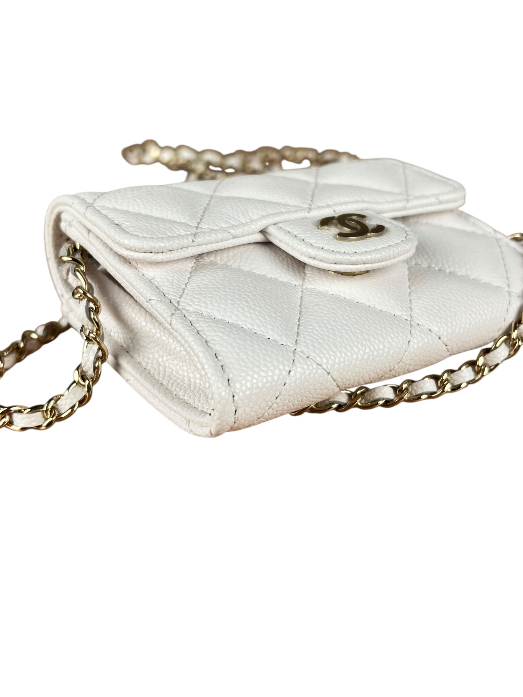 Chanel Classic Flap Card Holder on Chain Quilted Caviar Black