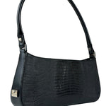Salvatore Ferragamo Vintage Black Lizard Embossed Leather Pochette